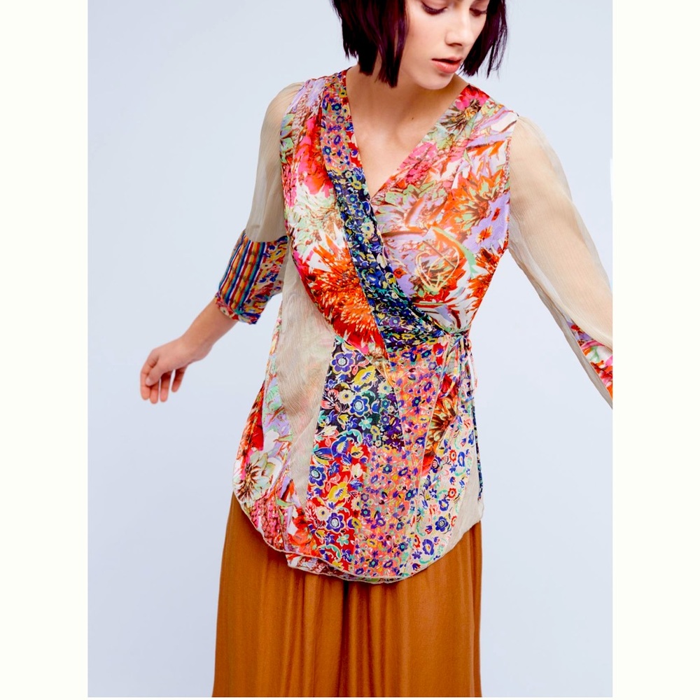 Anthropologie taupo wrap top